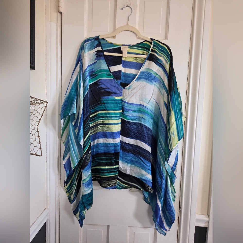Chico's Vibrant Blue and Green Blouse